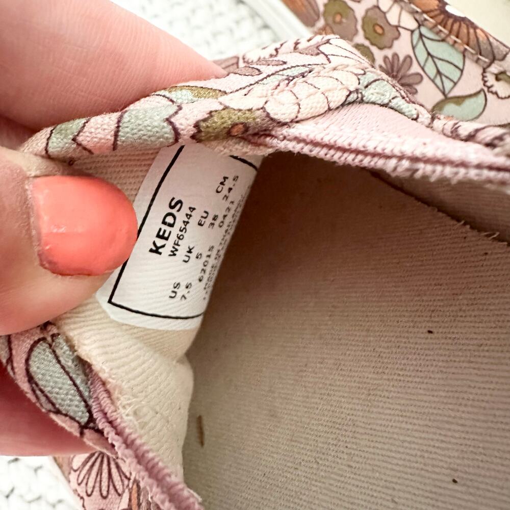Keds Blush Pink Groovy Floral Print Double Decker Slip On Sneakers Talbots 7.5 - Picture 3 of 9